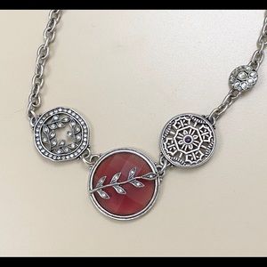 Lucky Brand Silver and Red Stone Necklace